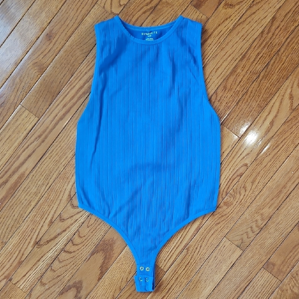 Dynamite Ribbed Blue Bodysuit